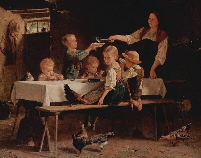 Benjamin Vautier Kinder beim Mittagessen oil painting picture